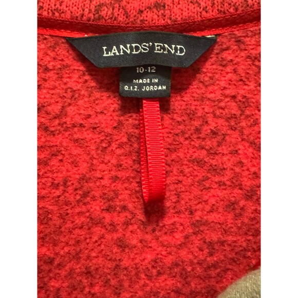 Lands’ End Women’s Red Heathered Quarter Zip Fleece Medium - Picture 3 of 8